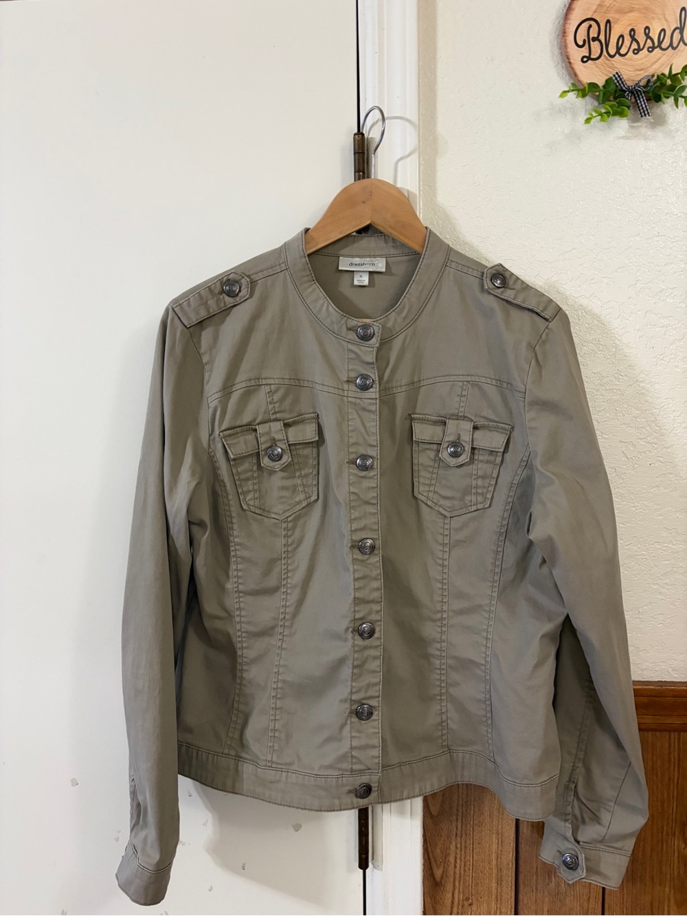dressbarn Olive Utility Button-Front Jacket